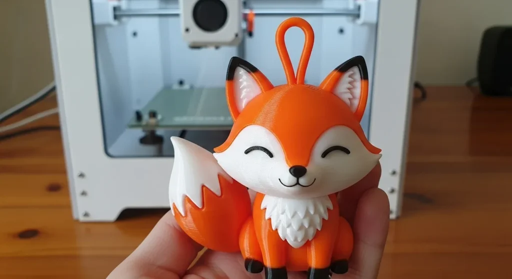 raposa laranja feita em impressao 3d colorida