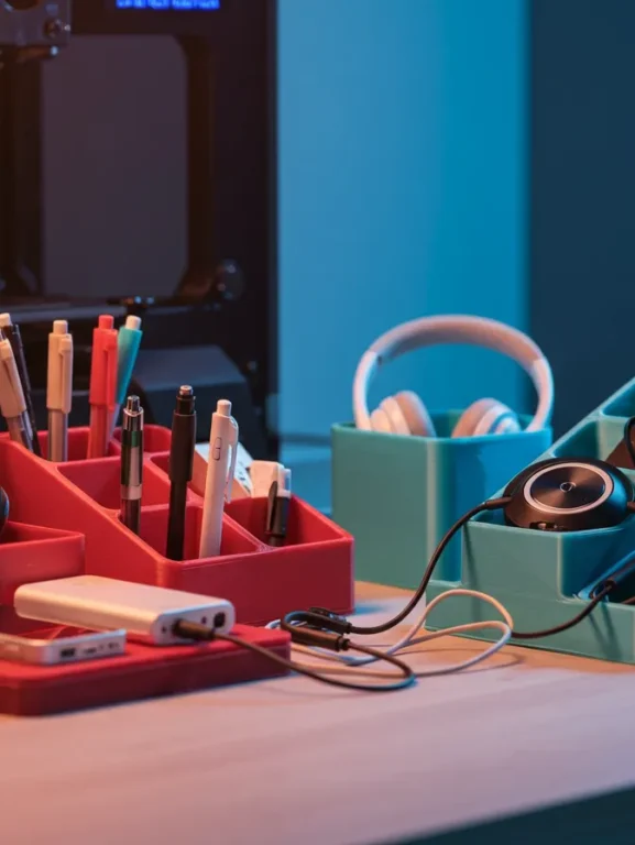 Organizadores impressos em 3d, cores e formas para deixar sua area de trabalho mais limpa e estilosa