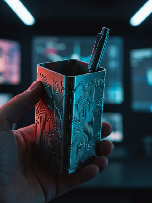 porta caneta impresso em 3d com PETG aluminio