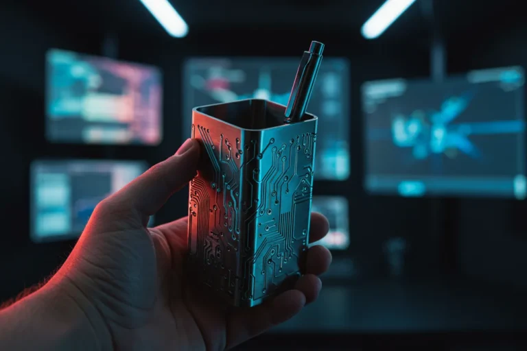 porta caneta impresso em 3d com PETG aluminio