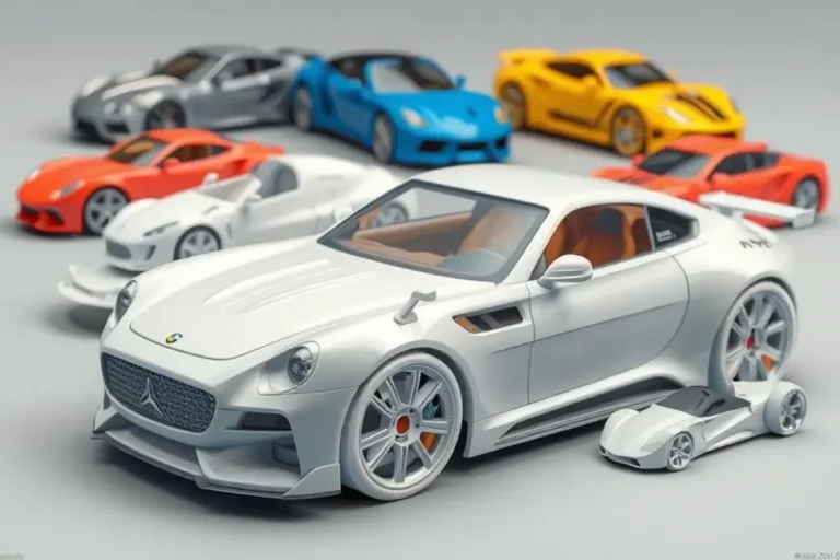 Representação artística de carros com designs personalizados gerados por impressão 3D