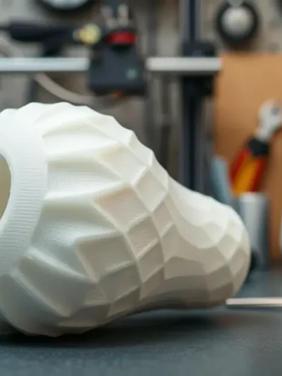 Peças 3D resistentes ao lado de equipamentos de impressão