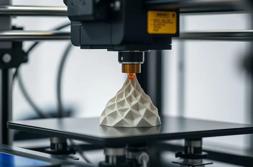 Impressora 3D mostrando o processo de impressão com bico 0.4mm