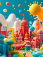 Vista artística de um mundo criado com impressões 3D