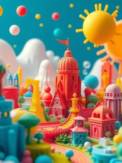 Vista artística de um mundo criado com impressões 3D