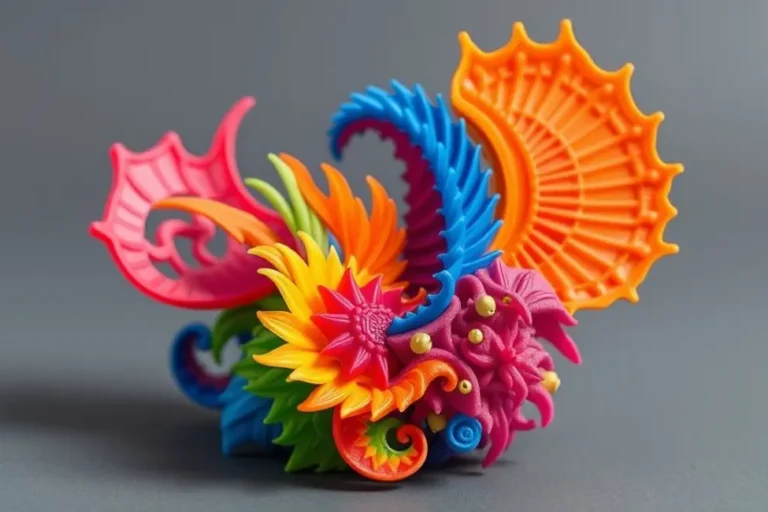 Modelo 3D vibrante exibindo design detalhado e cor