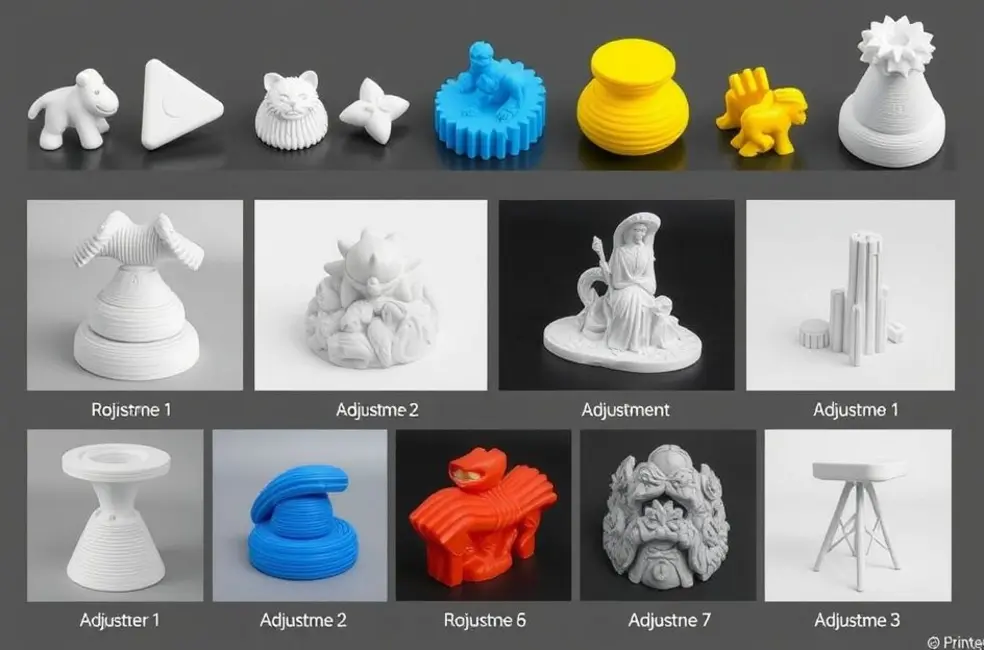 Diferentes objetos impressos em 3D